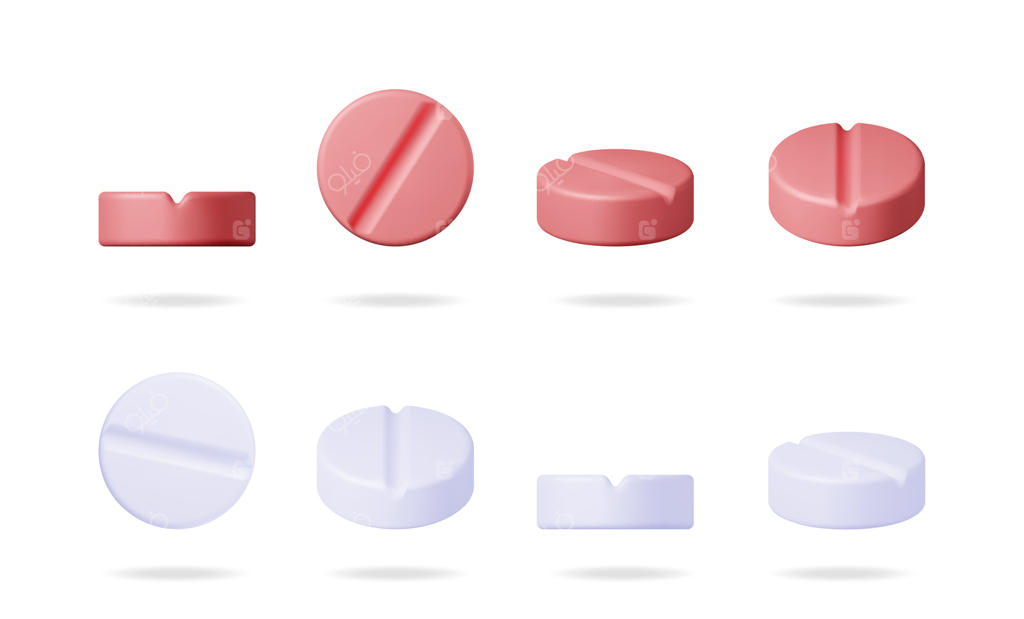 مجموعه تصاویر سه‌بعدی قرص‌های قرمز و سفید: مفهوم دارو و سلامت برای بنر
