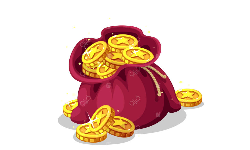 تصویر برداری کیسه سکه‌های طلا