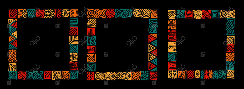 مجموعه‌ای از حاشیه‌ها و قاب‌های ماه تاریخ سیاهان، قاب‌های رنگارنگ برای ژوئن‌تینت با فضای اضافی برای متن