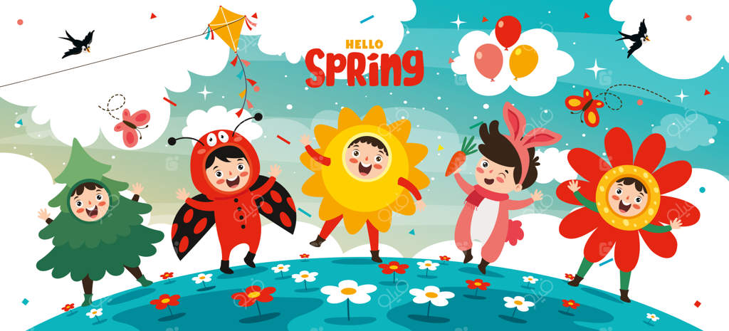 فصل بهار با کودکان کارتونی