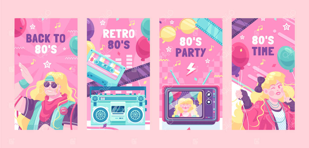 استوری‌های اینستاگرام با طراحی تخت به سبک مهمانی‌های دهه ۸۰ میلادی