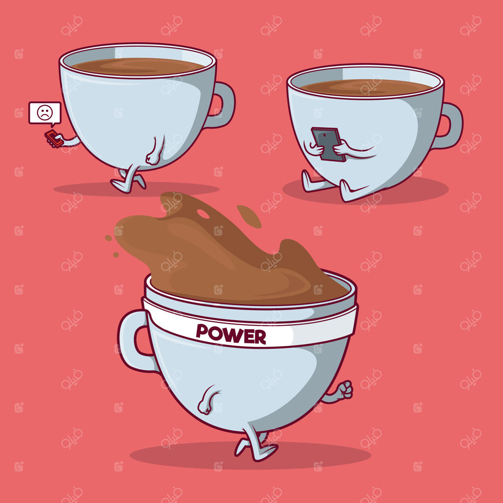طرح شخصیت فنجان قهوه: قهوه، صبحانه، ایده طراحی انرژی‌بخش