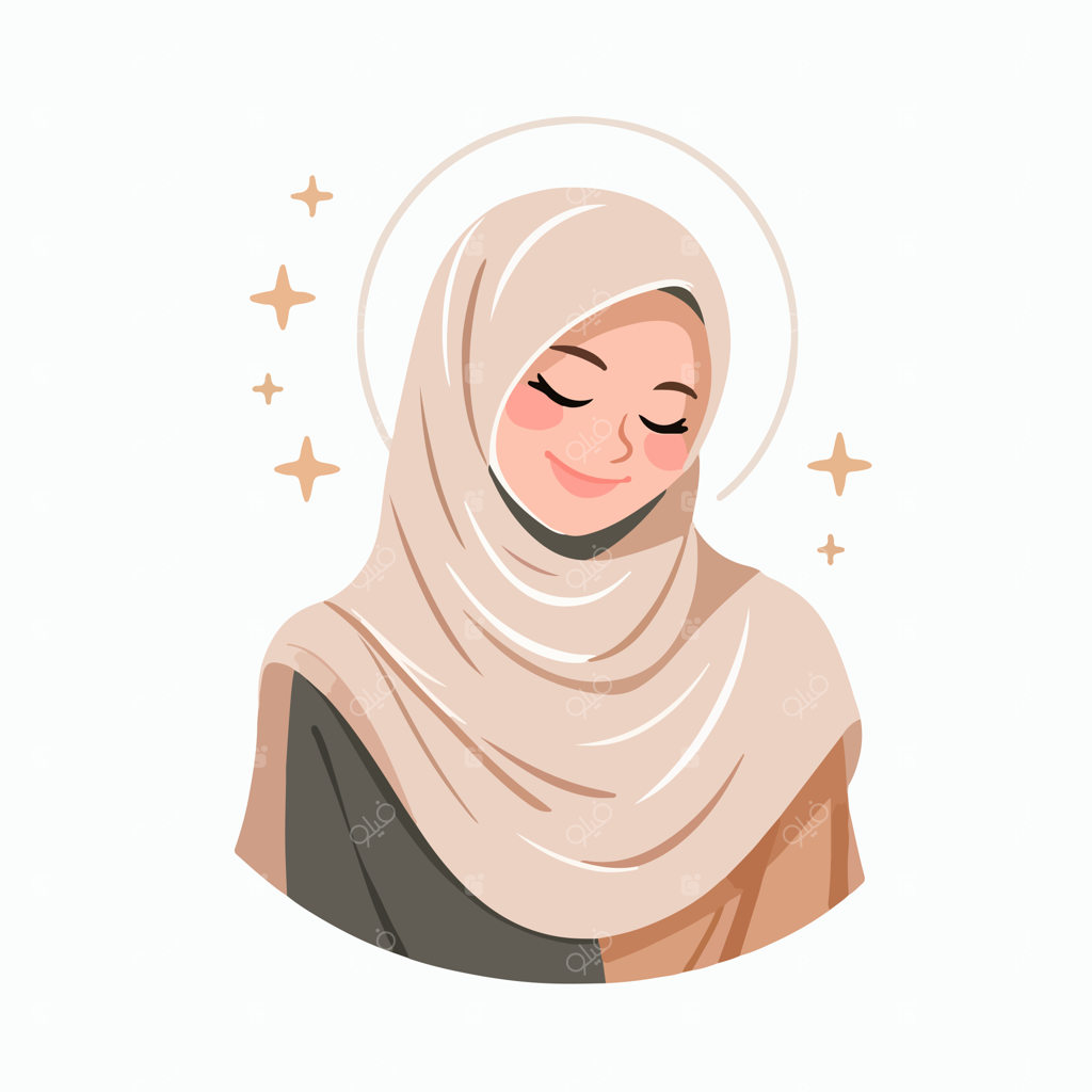 کاراکتر زن مسلمان شاد با سبک طراحی تخت و ساده