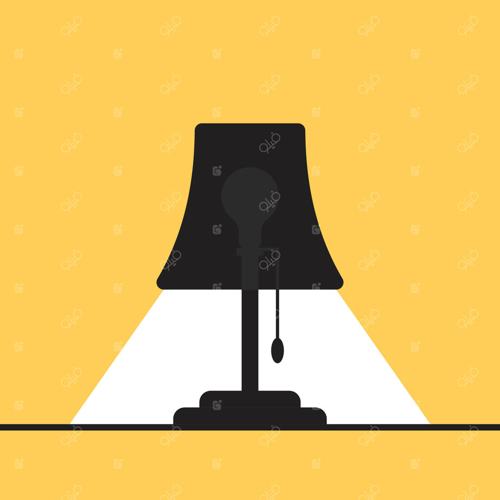 آیکون چراغ پروژکتور به سبک تخت. تصویر پروژکتور در پس‌زمینه‌ای مجزا. مفهوم کسب‌وکار با نماد لامپ.