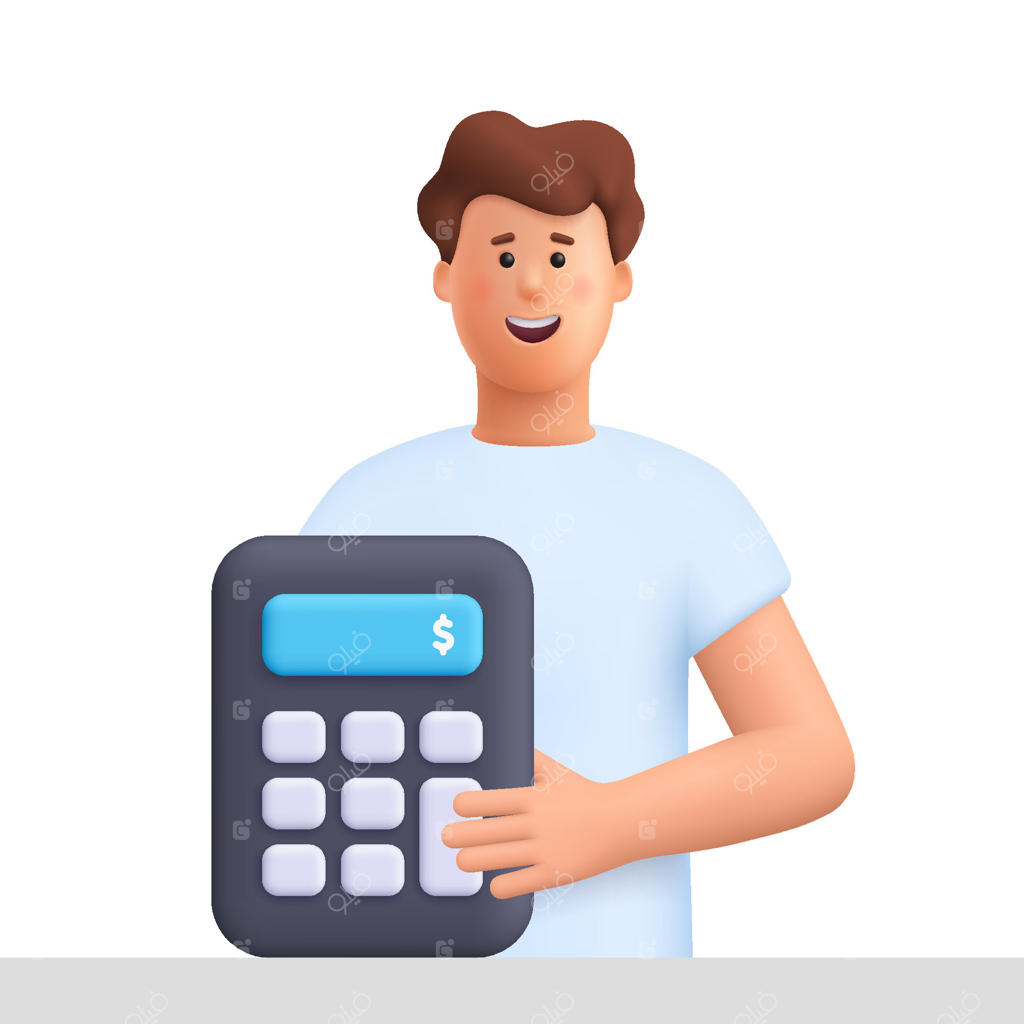 تصویر یک فرد با ماشین‌حساب، پرو وکتور حرفه‌ای