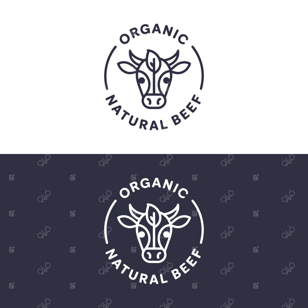 طراحی لوگوی گوشت گاو تازه، لوگوی خطی سر گاو