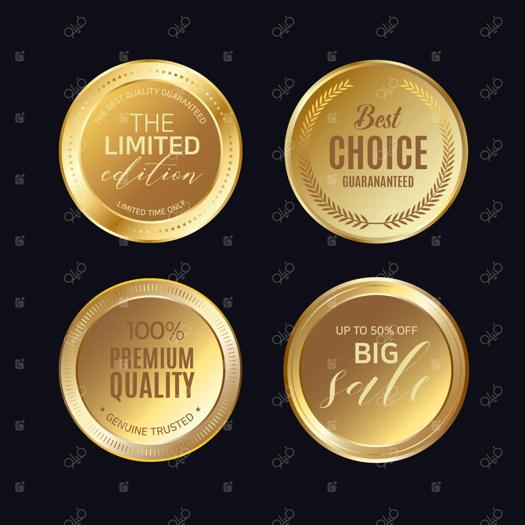 برچسب‌های طلایی با قاب طلایی بر روی بژ