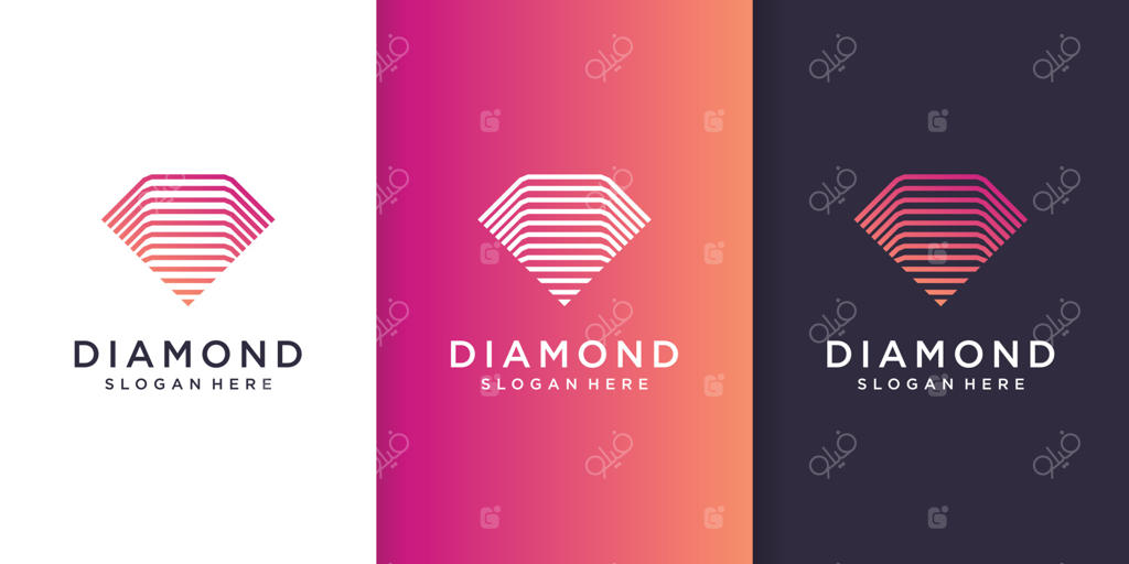 طراحی لوگوی الماس با مفهوم خطی خلاقانه - وکتور حرفه‌ای