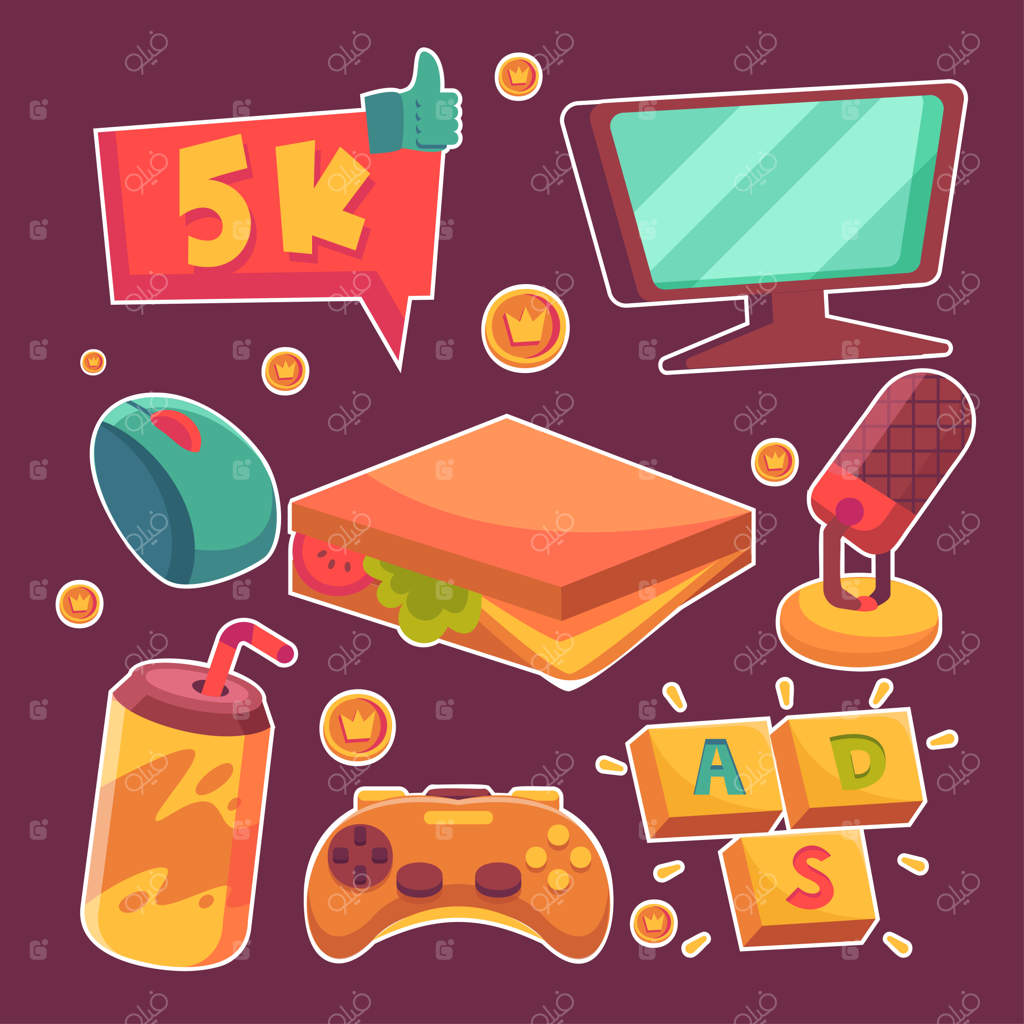 بلاگرها بازی‌های زنده انجام می‌دهند و مخاطبان جهانی تماشا می‌کنند - محبوبیت بلاگرهای بازی میان بازیکنان - طراحی برداری تخت