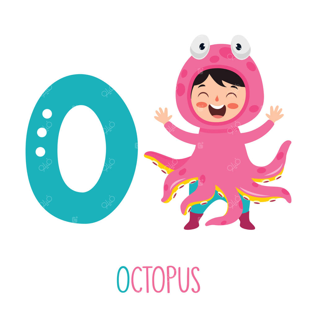 شخصیتی در لباس حیوان که حروف الفبا را نشان می‌دهد