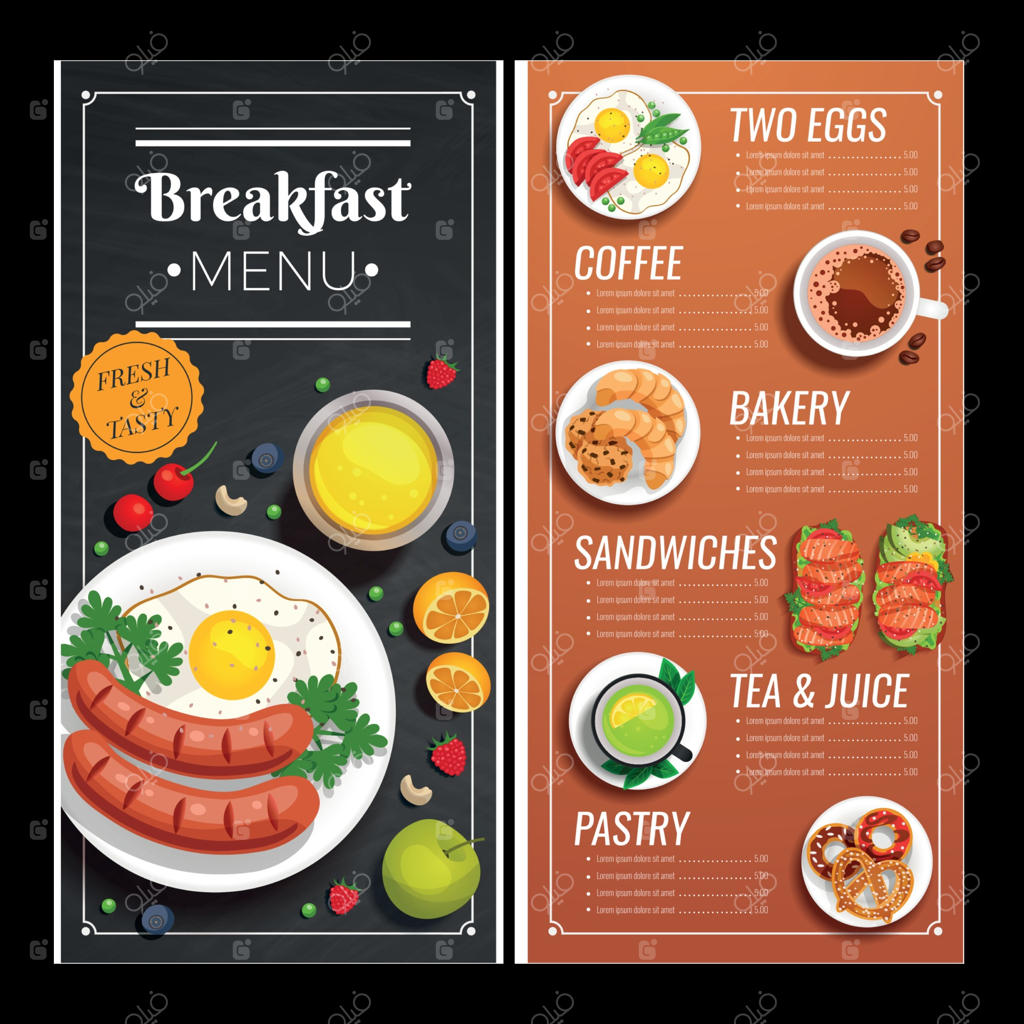 طراحی منوی کافی‌شاپ و رستوران به صورت وکتور