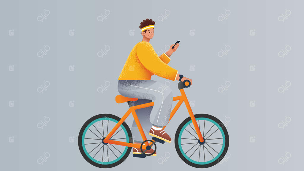 مردی در حال دوچرخه‌سواری در باغ در تابستان