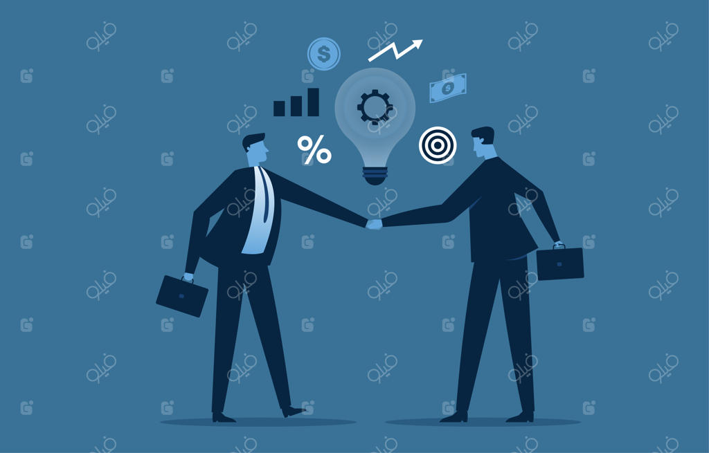 تجار تیم شرکت با شرکا همکاری می‌کنند تا کسب‌وکار موفق شود