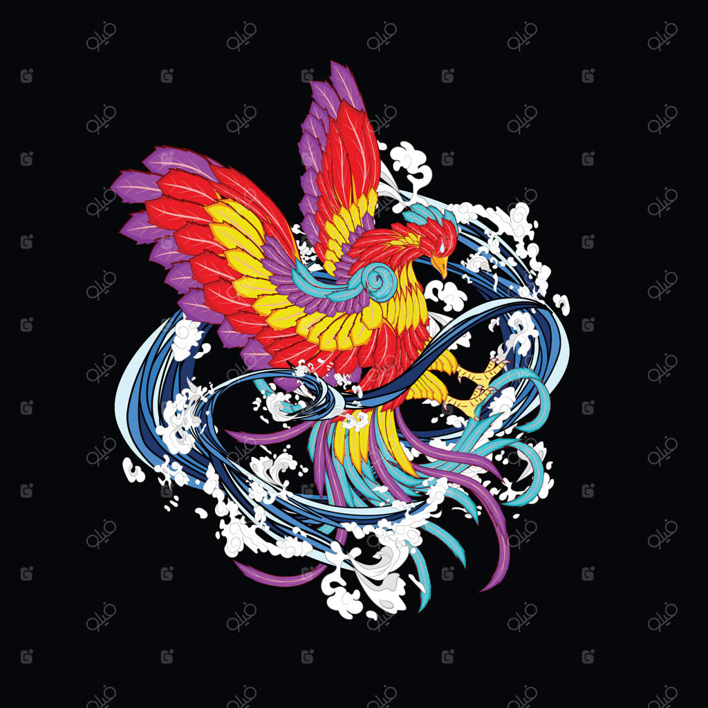 طراحی تصویر جرثقیل برای سوکاژان: لباس یا تی‌شرت سنتی ژاپنی و لوگو