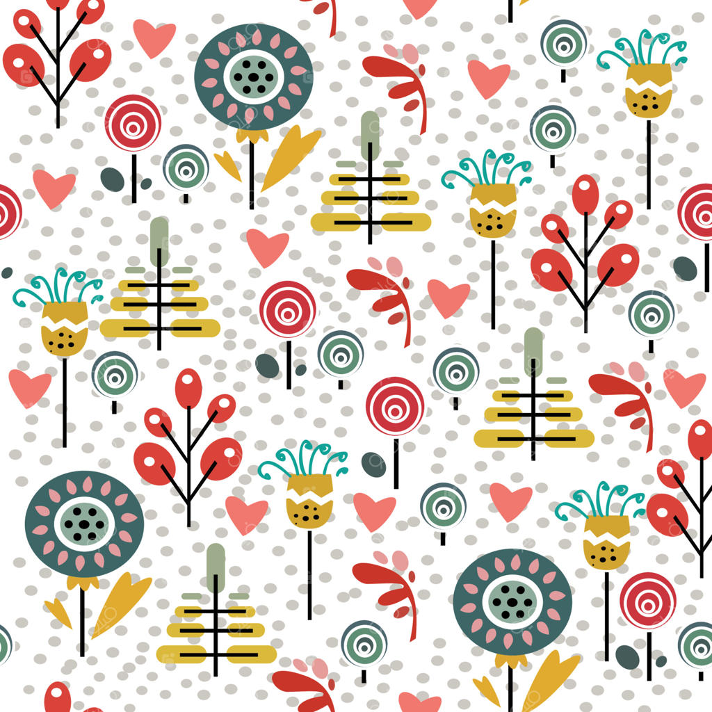 طرح یکپارچه گیاه به سبک اسکاندیناوی. پس‌زمینه دست‌کشیده