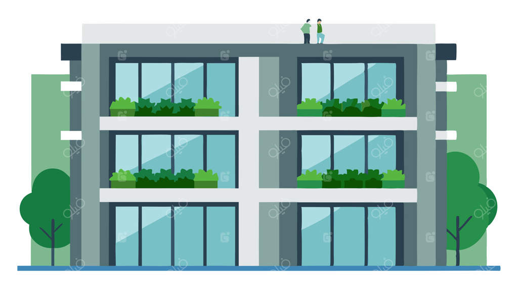مجتمع باغ‌های معلق: ساختمانی چندطبقه که شبیه باغ عمودی سرسبز است. بخش‌های مرتبط به‌هم از قاب‌های فلزی شیک با مستطیل‌های بزرگ تشکیل شده‌اند.
