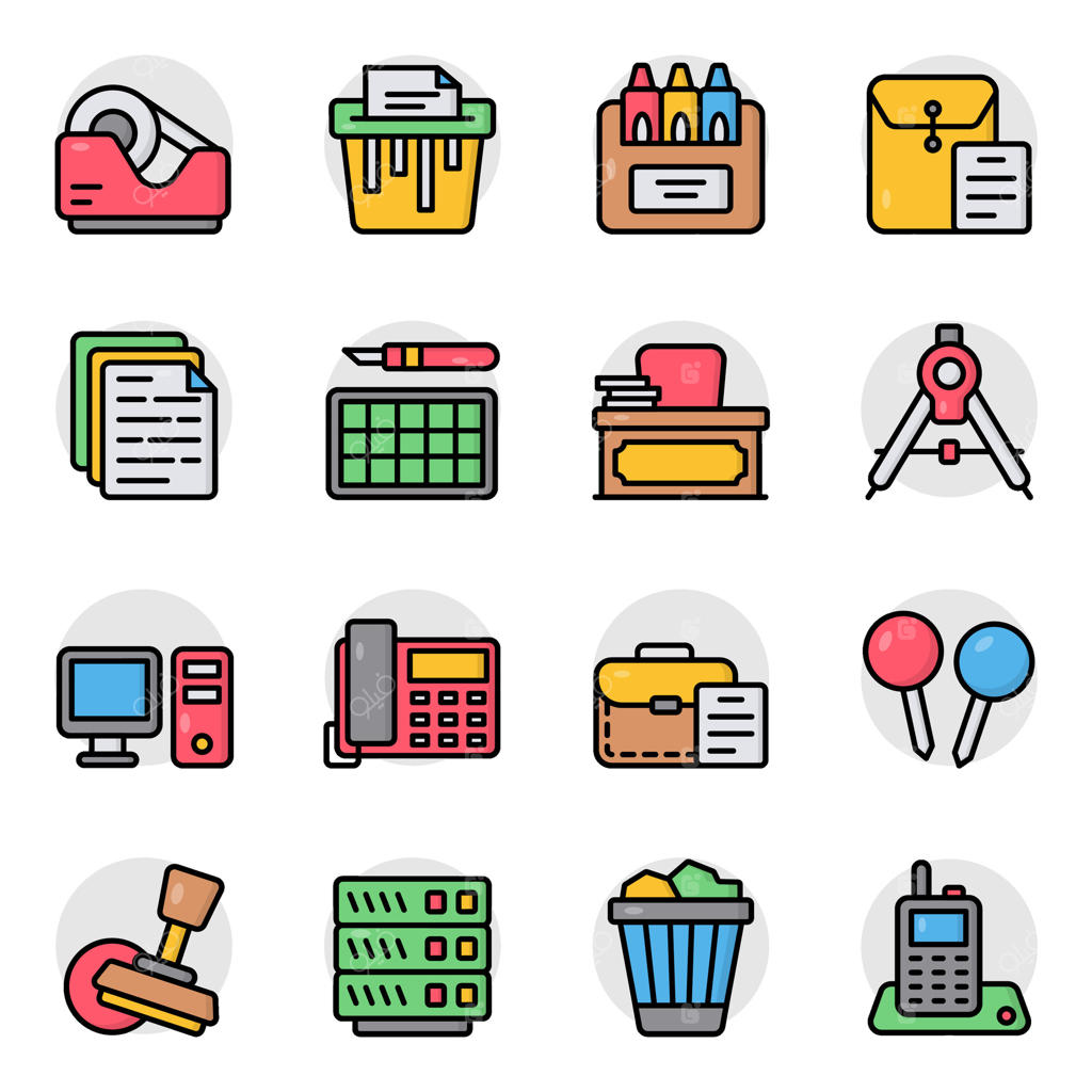 مجموعه آیکون‌های لوازم‌ التحریر مدرسه