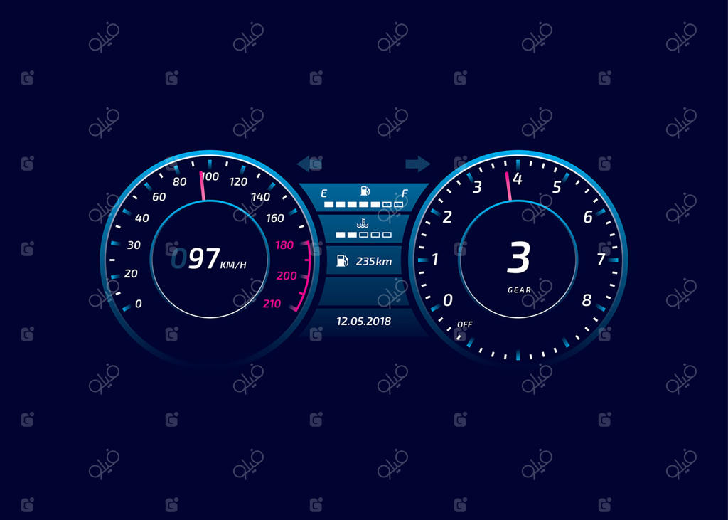 رابط کاربری داشبورد خودرو مدرن وکتور