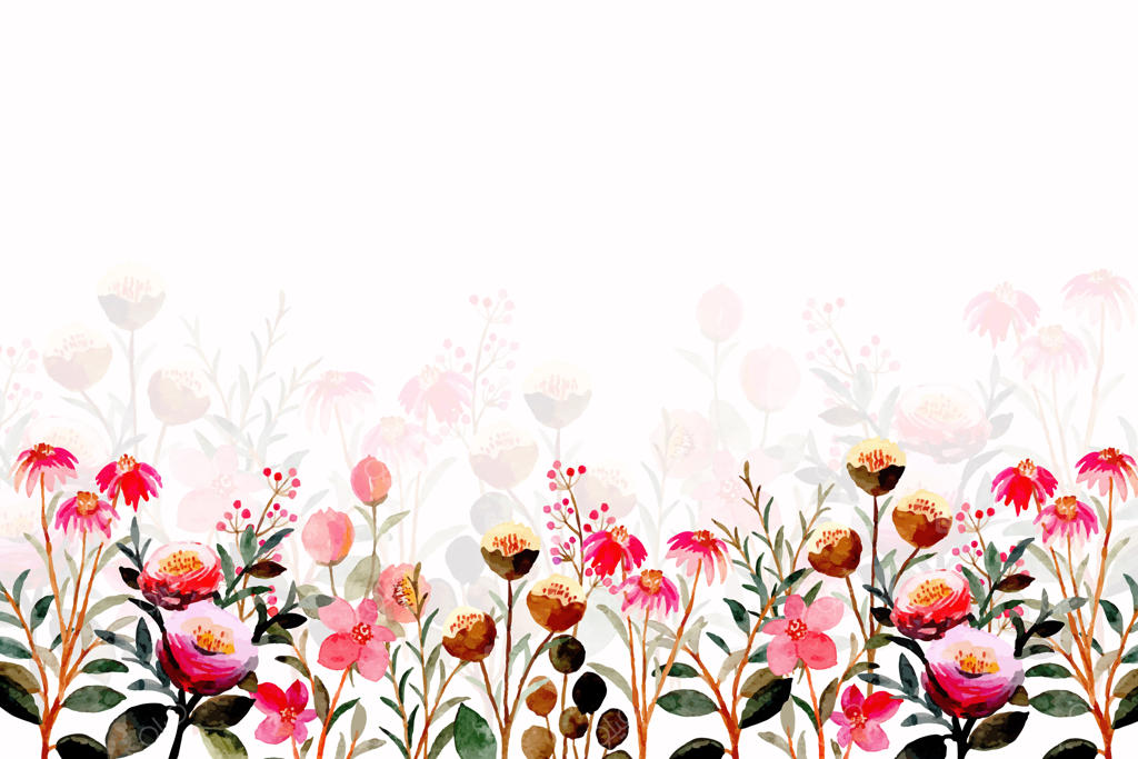 پس‌زمینه گل‌دار صورتی با طرح آبرنگ