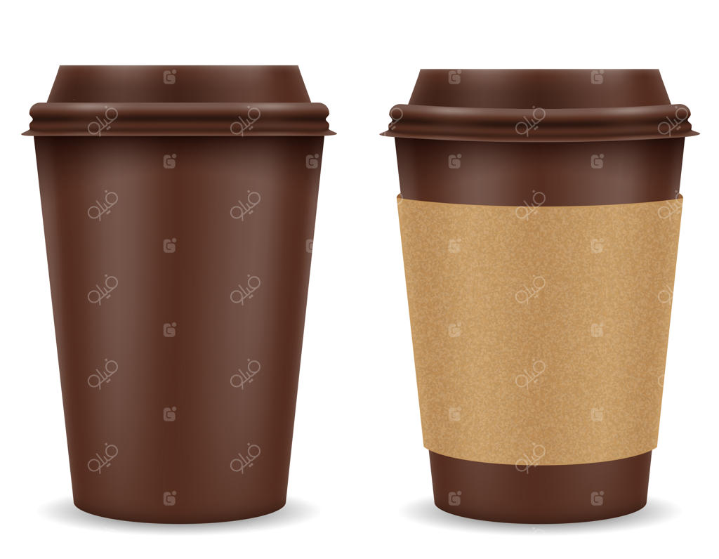 لیوان کاغذی قهوه روی زمینه سفید