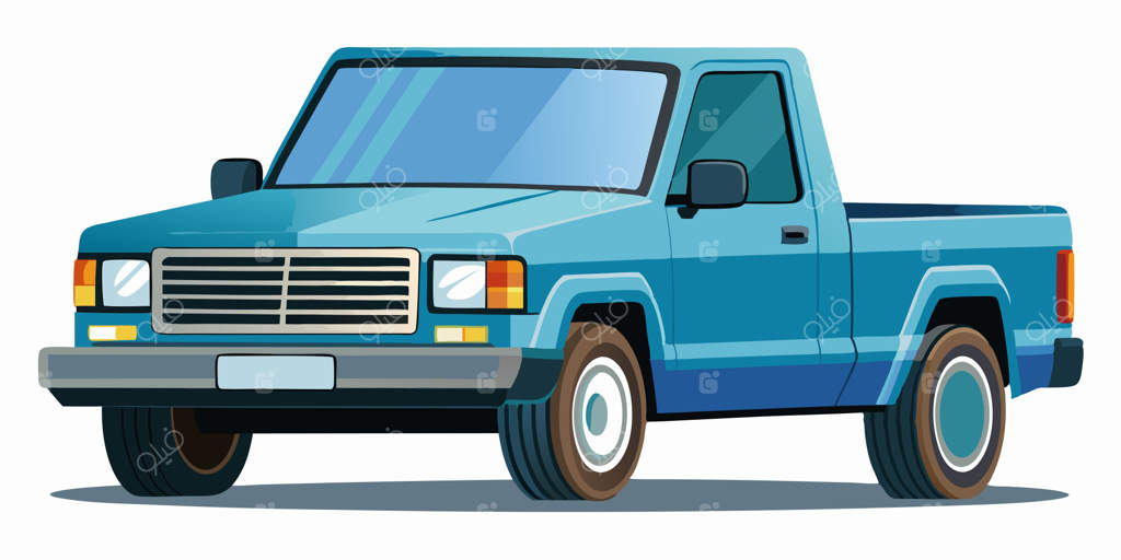 تصویری از یک کامیون آبی با کاپوت باز