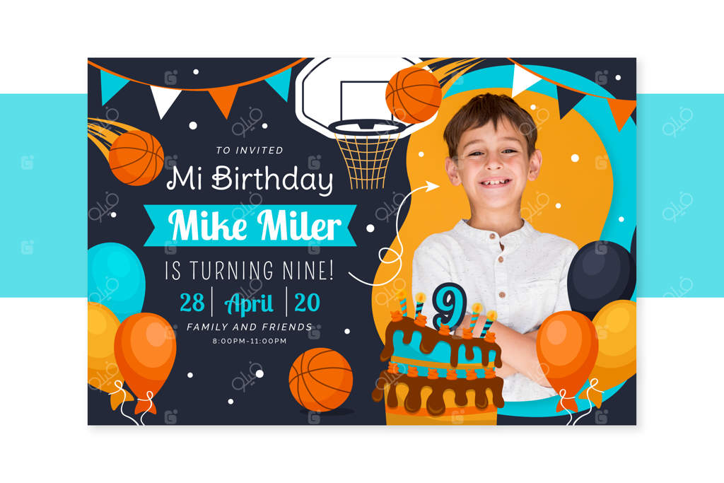 قالب کارت تولد کودکانه با عکس