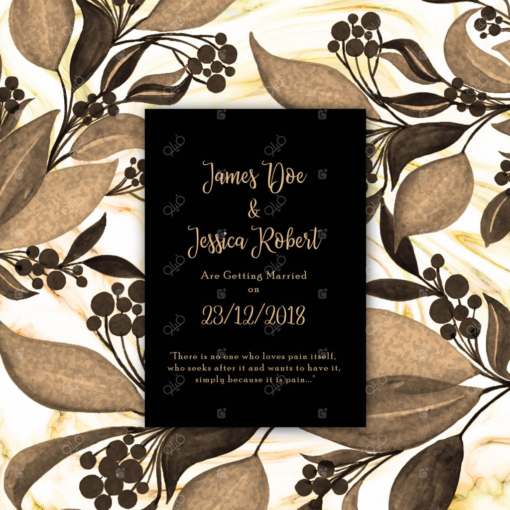 کارت دعوت عروسی با طرح سنگ مرمر انتزاعی و گل‌دار به سبک وینتج