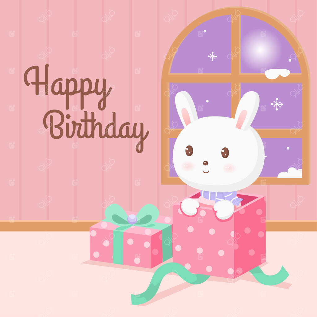 خرگوش کوچولو در جعبه هدیه با خال‌های صورتی