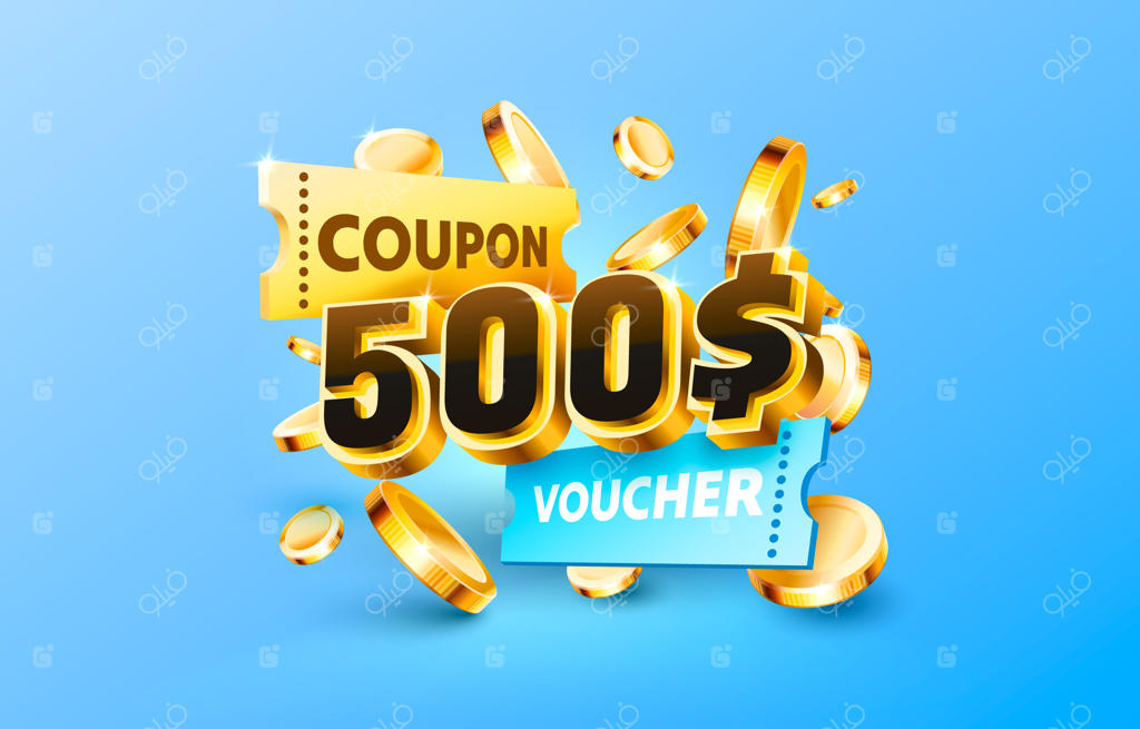 بنر ویژه پیشنهاد تخفیف، کوپن ۵۰۰ دلاری و هدیه نقدی