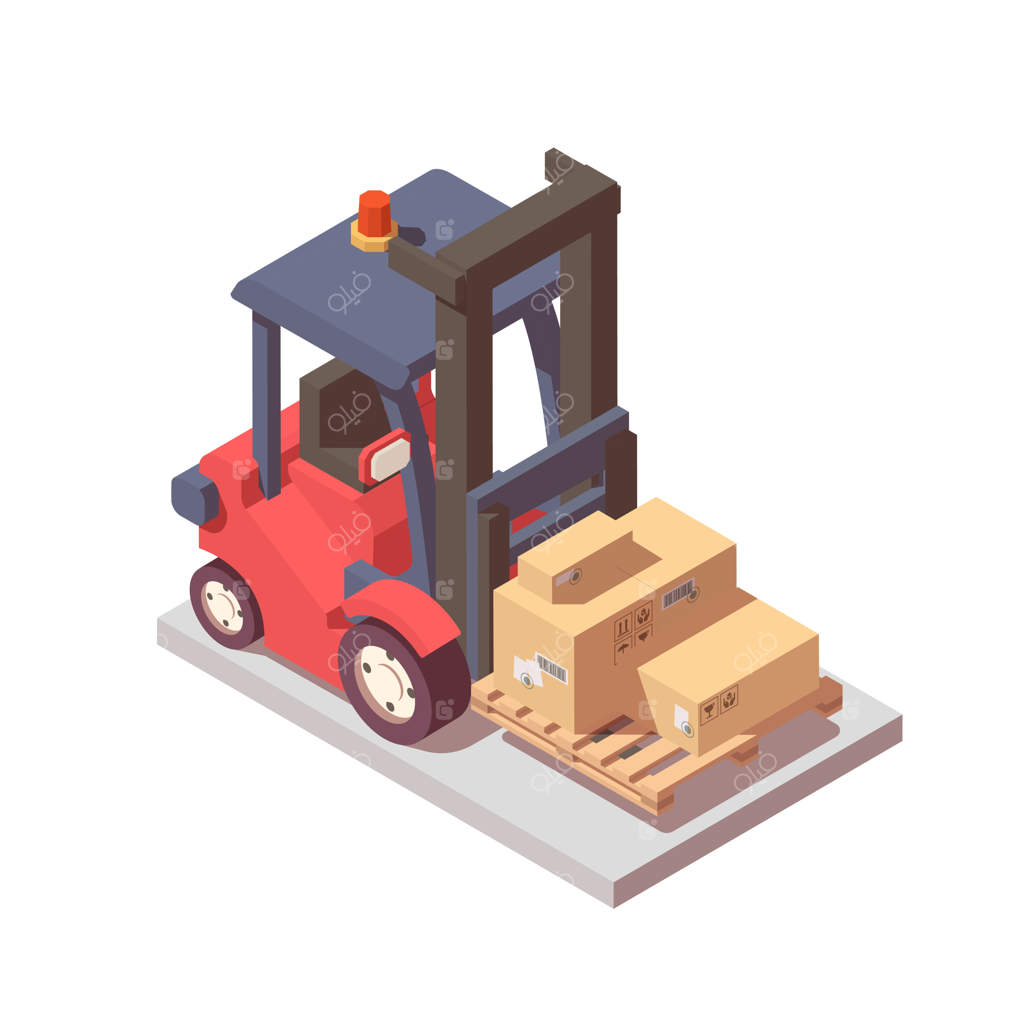 کامیون باربری با جعبه‌ها روی پالت