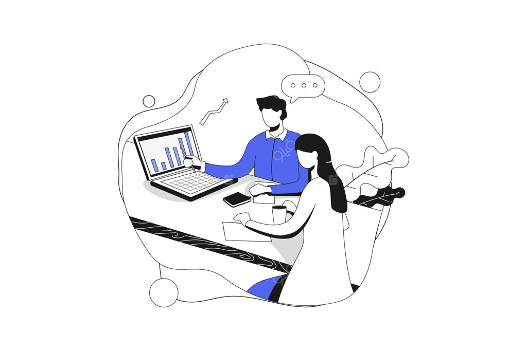 تصویرسازی وکتور کاراکتر مدیریت کسب‌وکار با سبک خطی تخت