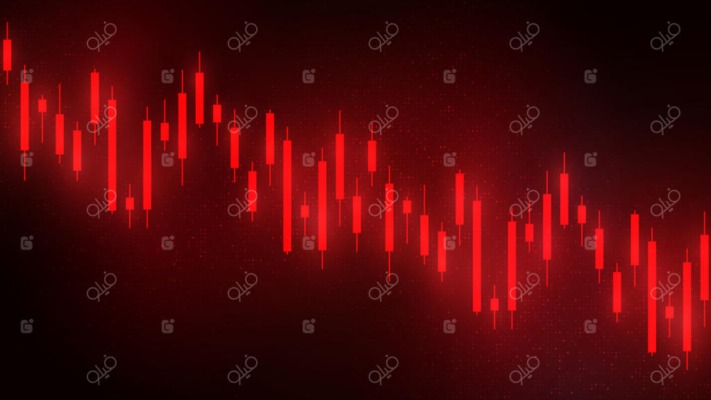 تصویر ریزش بازار سهام: نمودار نزولی با پس‌زمینه قرمز و فلش رو به پایین.