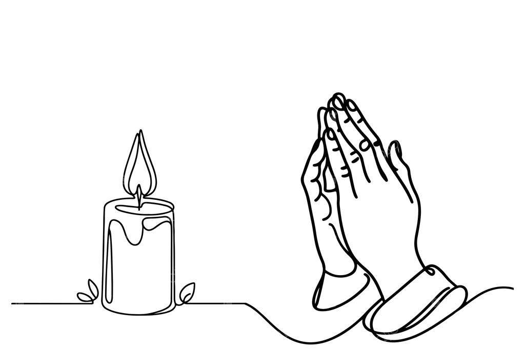 وکتور نقاشی تک‌خطی و پیوسته شمع با قلم سیاه و سبک دودل