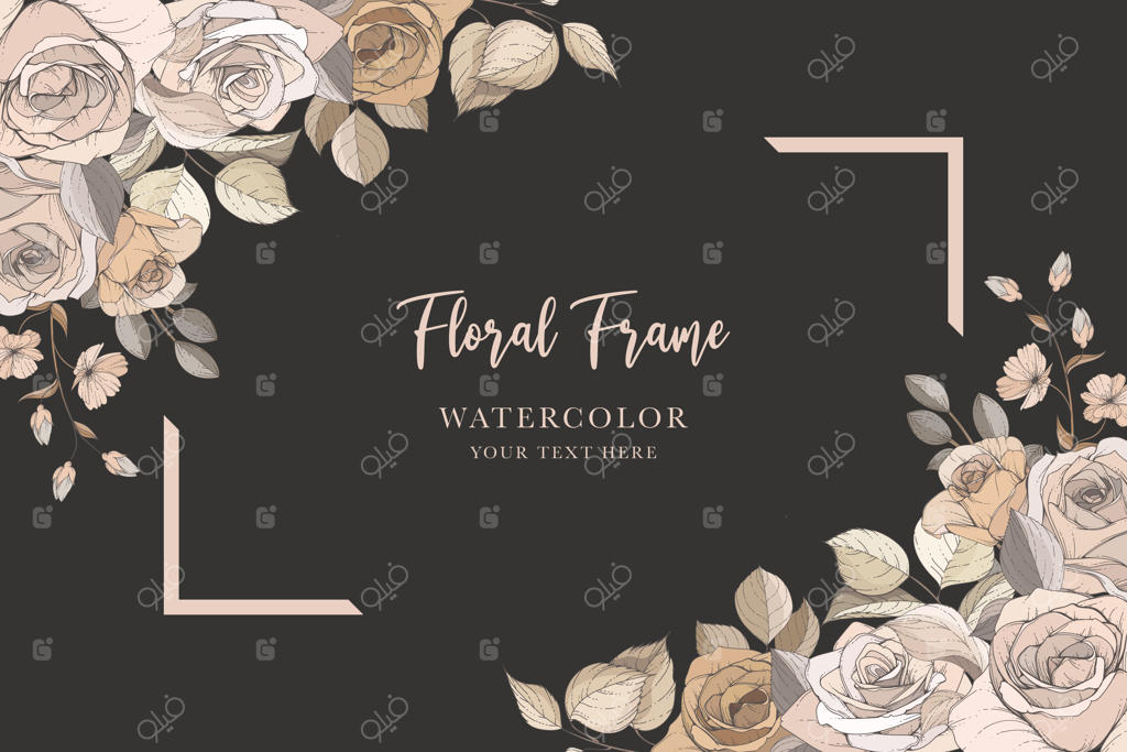 طراحی پس‌زمینه گلدار قهوه‌ای نقاشی شده با دست