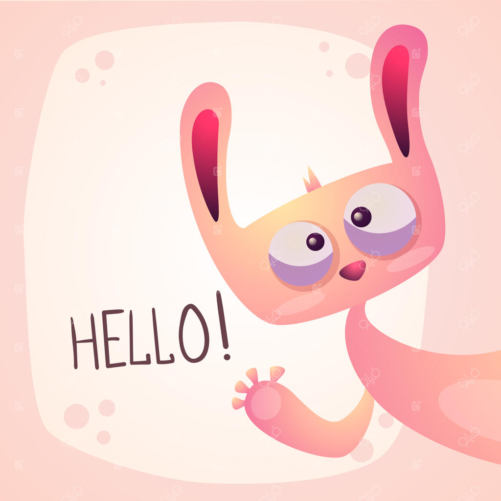 تصویرسازی خرگوش بامزه با ژست سلام خنده‌دار