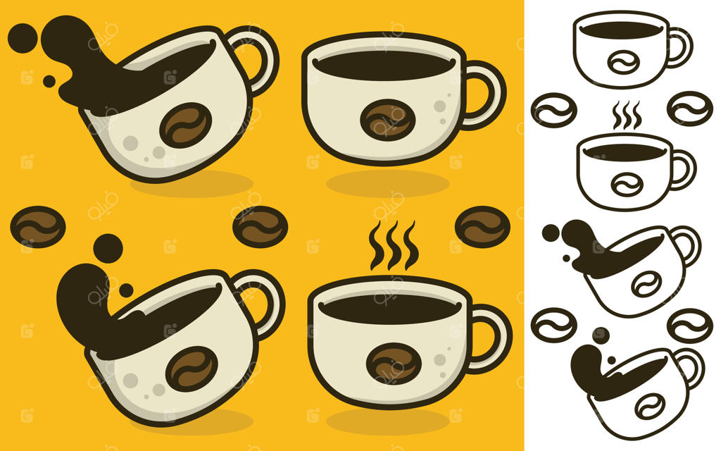 مجموعه آیکون‌ فنجان قهوه - تصویرسازی