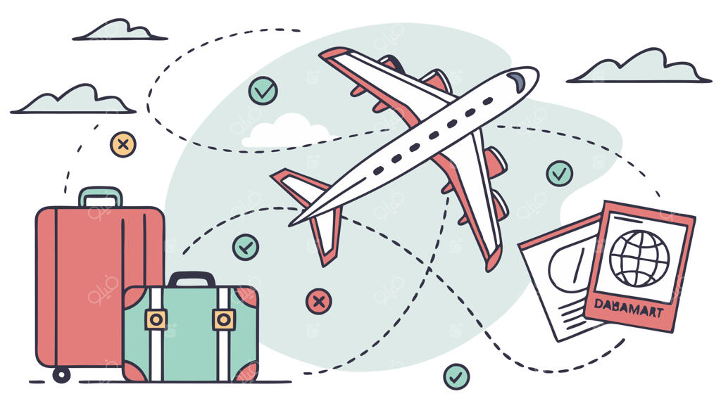 تصویرسازی خطی وکتور المان سفر با هواپیما