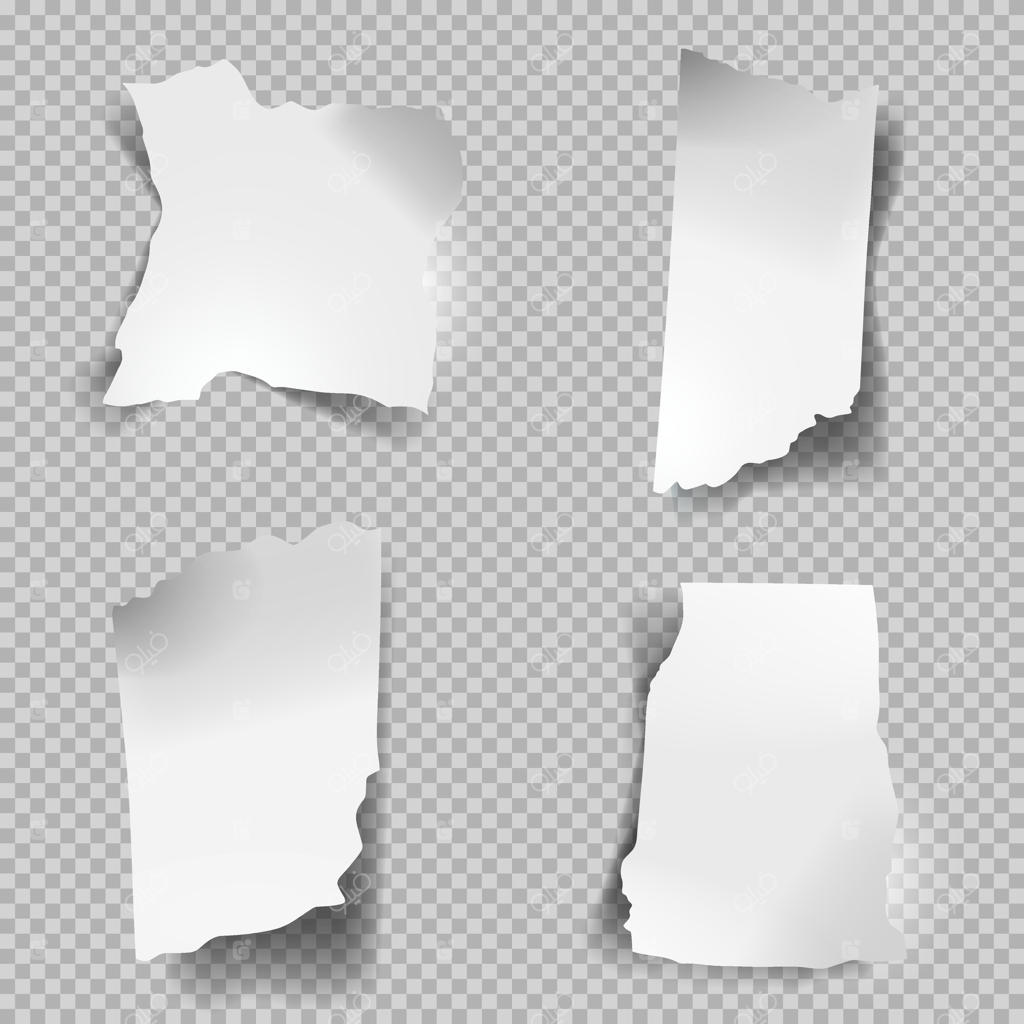 کاغذهای پاره شده: مجموعه‌ای از کاغذهای واقع‌گرایانه پاره یا دریده، لبه دفترچه یادداشت یا صفحه خالی.