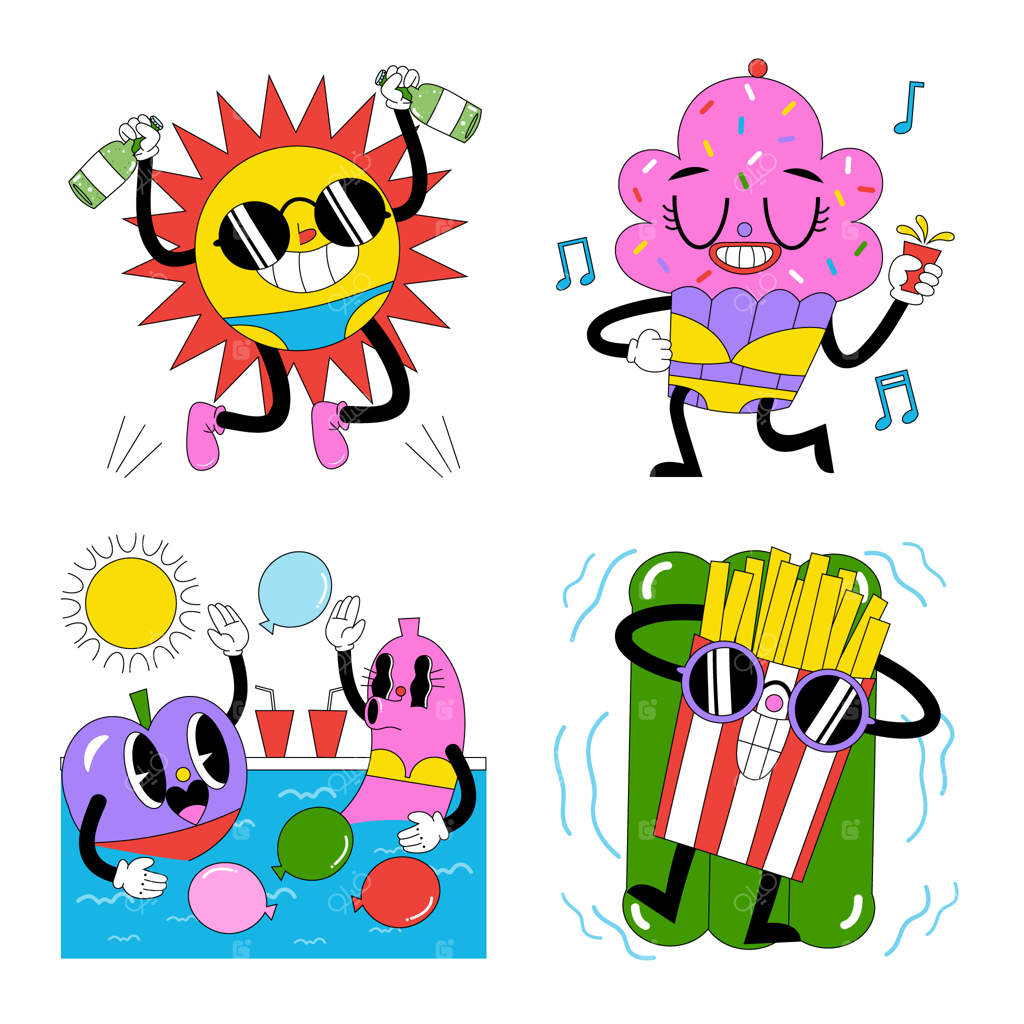 مجموعه استیکر جشن استخری اسیدی