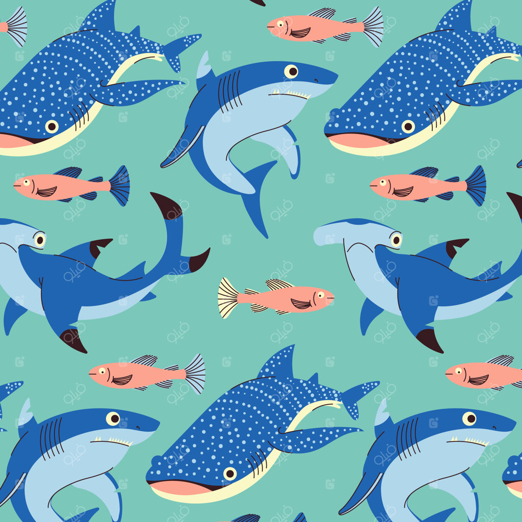 پترن حیوانات دریایی با طرح دستی