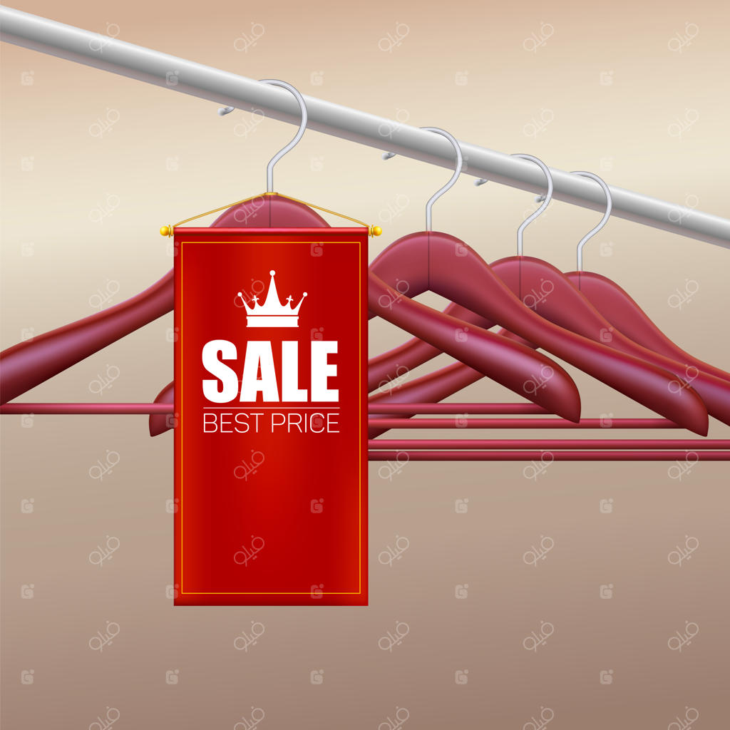 چوب‌رختی‌های چوبی: بنر قرمز حراجی‌ها