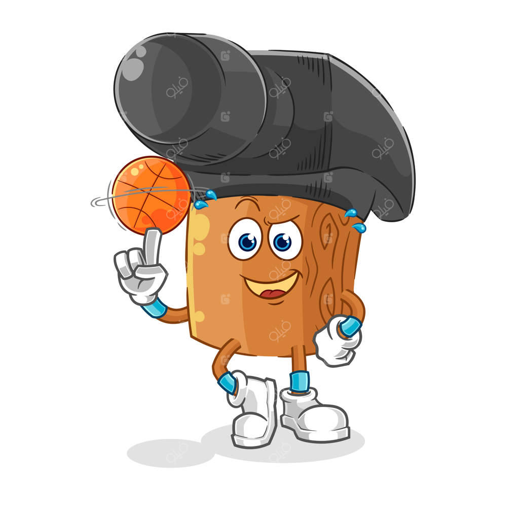 وکتور کارتون لوگوی چکش بسکتبالیست