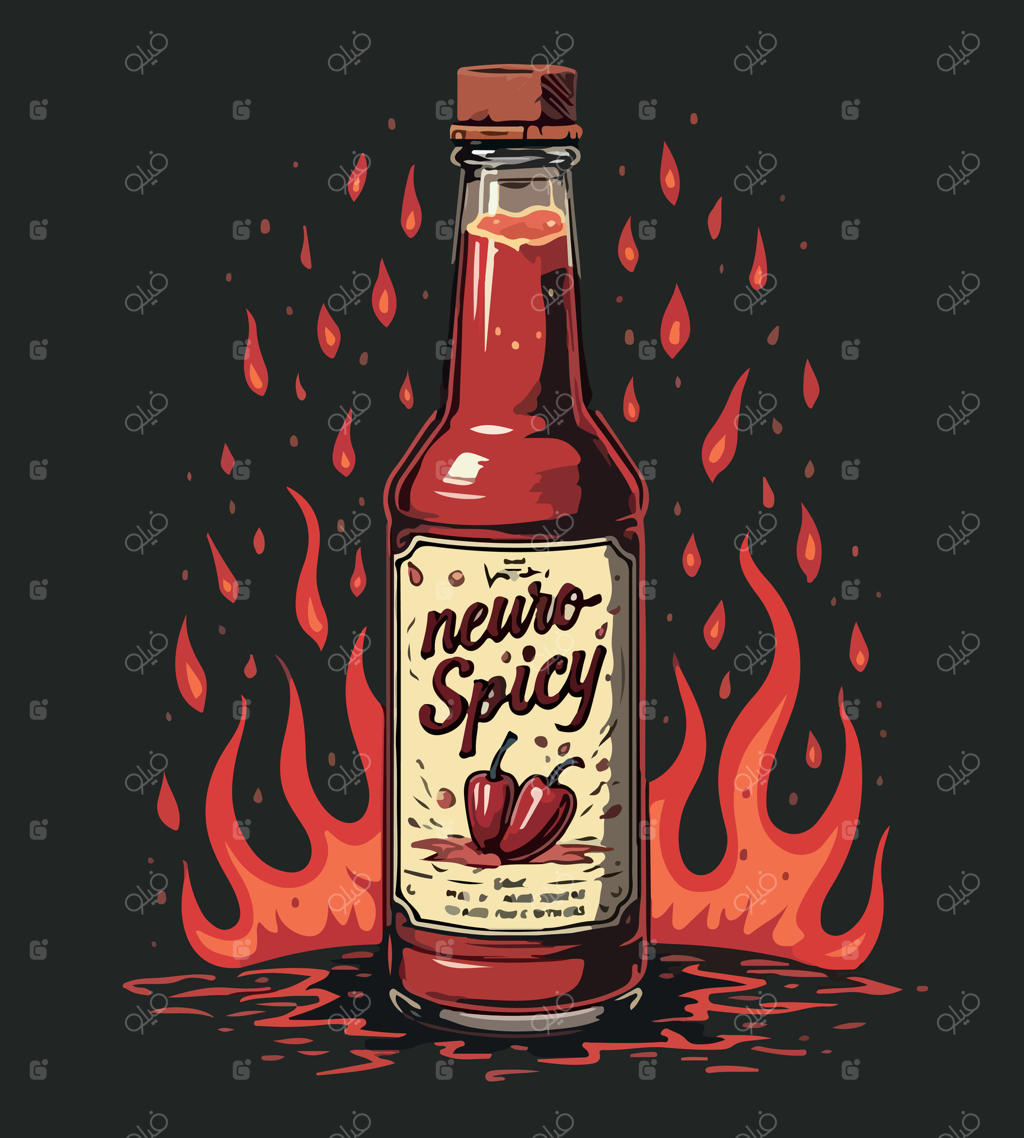 بطری سس تند زعفرانی در پس‌زمینه مشکی