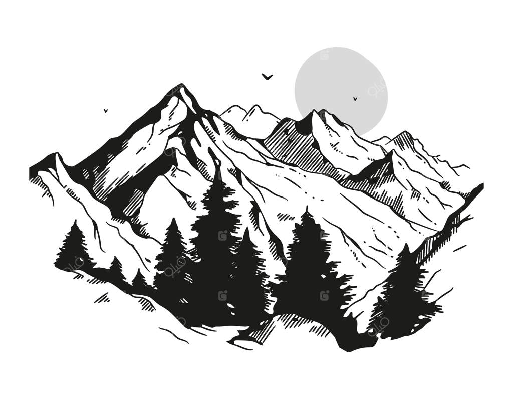 تصویر خطی دستی از کوه