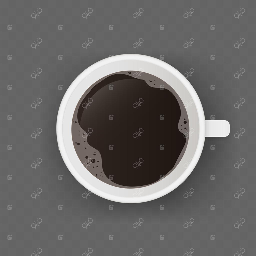 نمایی از بالا: فنجان واقعی قهوه. اسپرسو، امریکانو به صورت سه‌بعدی.