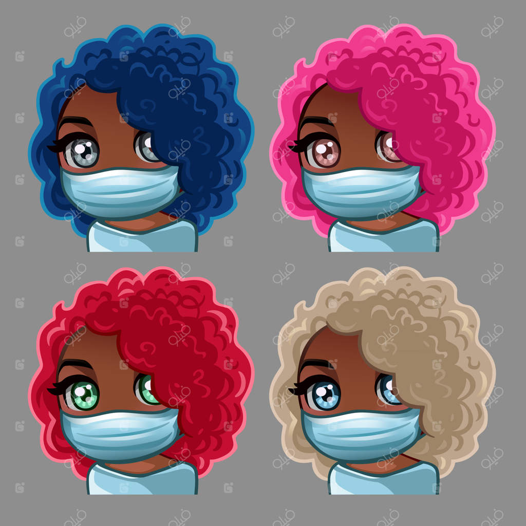 زنان سیاه‌پوست با موهای فرفری و ماسک پزشکی