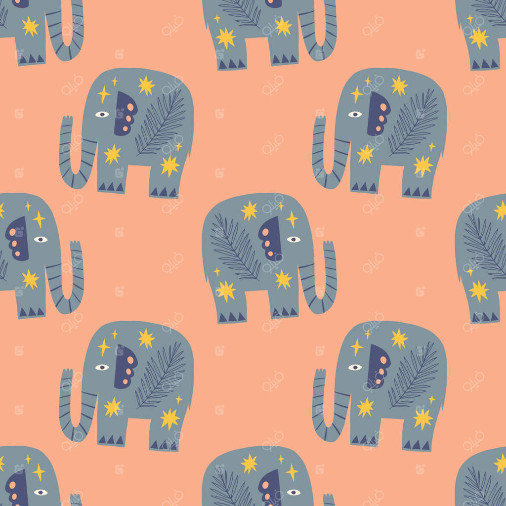 طرح یکپارچه وکتور فیل‌های آبی کودکانه