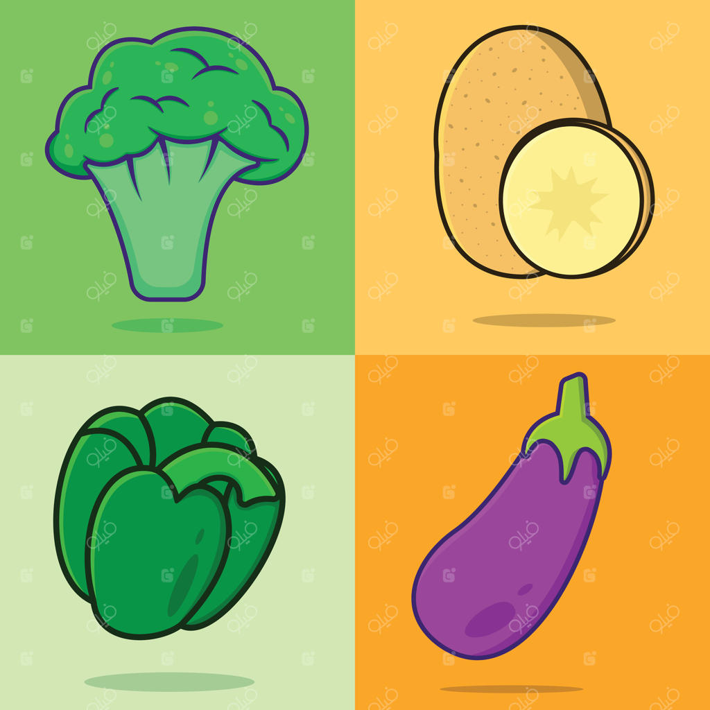 تصویرسازی وکتور مجموعه سبزیجات تازه باغچه.