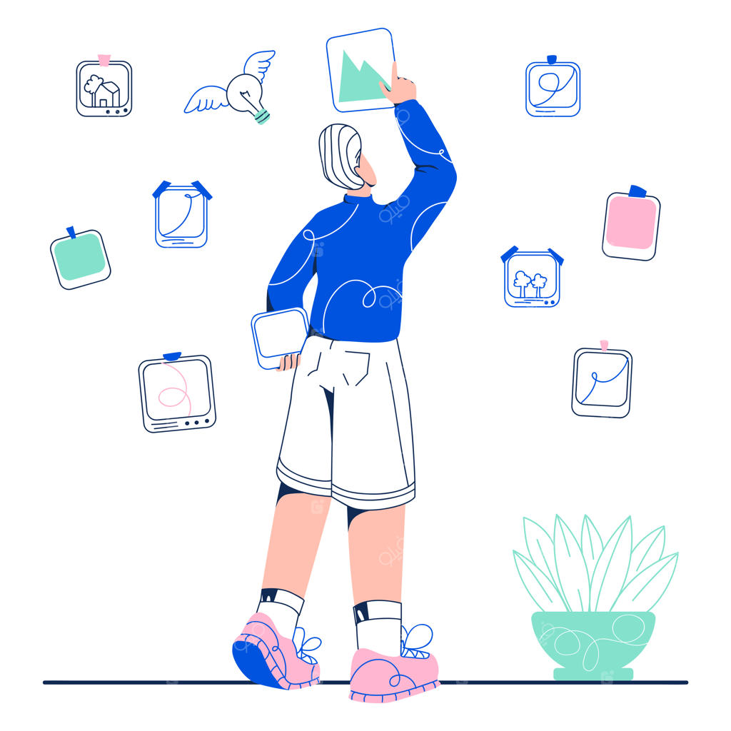 اینفلوئنسر زن در حال کار روی پست رسانه‌ای برای بازاریابی