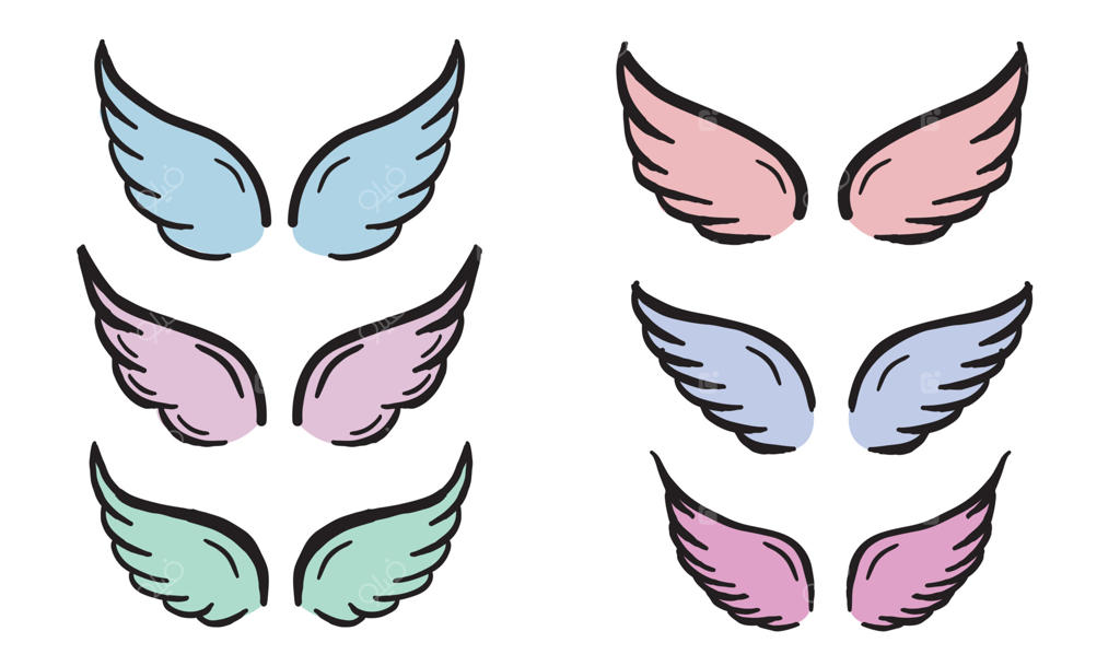 تصویرسازی وکتور بال‌های فرشته با طرح دستی